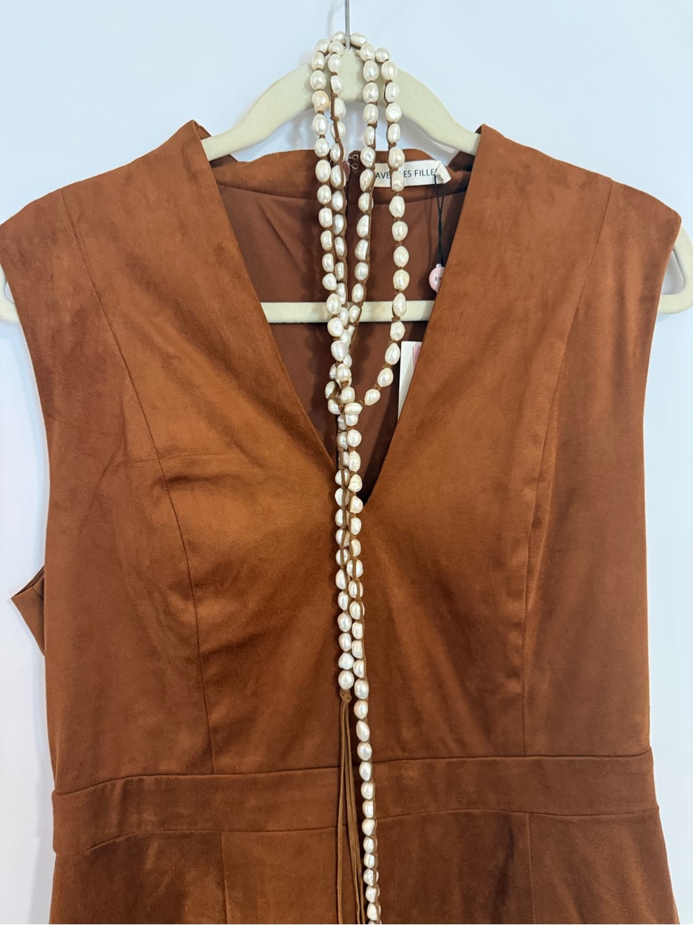 Avec Les Filles Brown Suede Fringe Midi dress - Picture 5 of 7